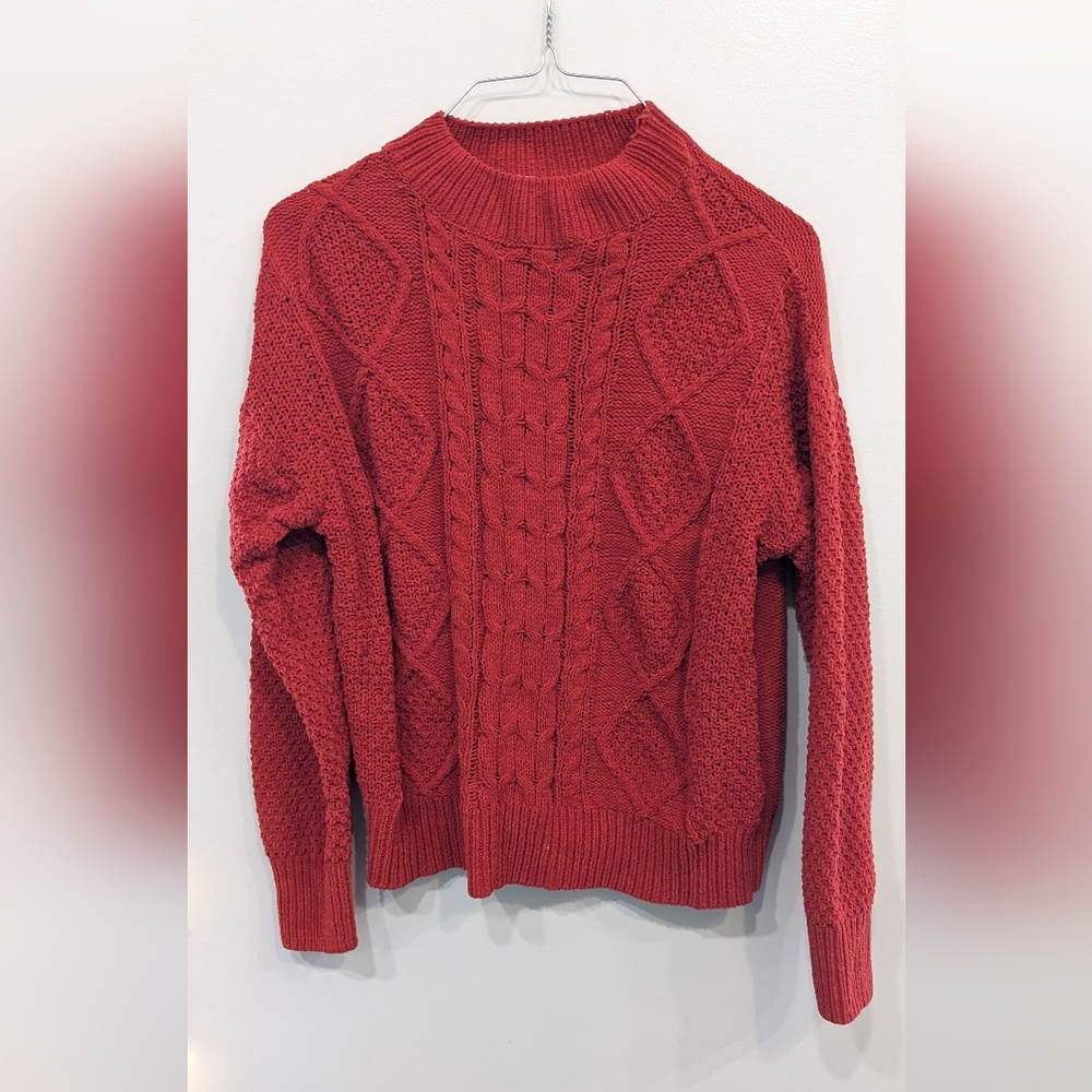Rusty Red Crocheted Sweater Medium